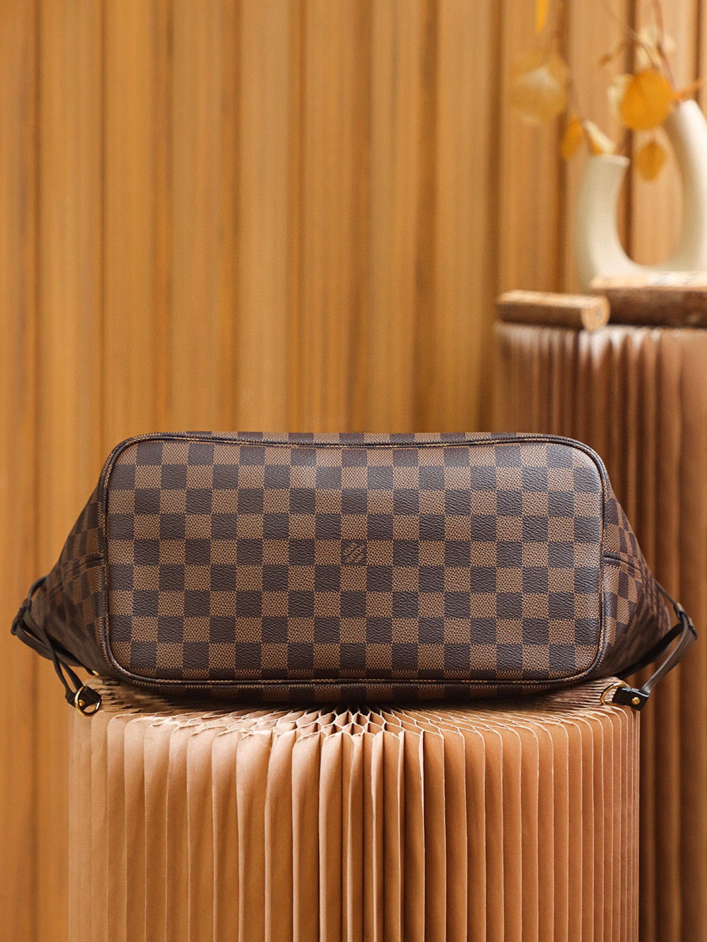 Louis Vuitton Neverfull MM Bag Damier Ebene with Gold Hardware