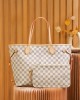 Louis Vuitton Neverfull MM Bag Damier Azur with Gold Hardware