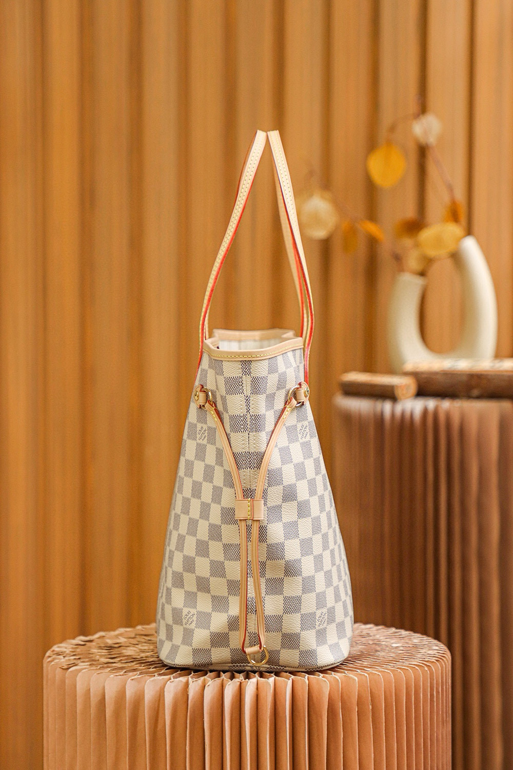 Louis Vuitton Neverfull MM Bag Damier Azur with Gold Hardware