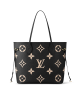 Louis Vuitton Neverfull MM Bag Black / Beige with Gold Hardware