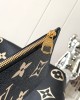 Louis Vuitton Neverfull MM Bag Black / Beige with Gold Hardware