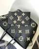 Louis Vuitton Neverfull MM Bag Black / Beige with Gold Hardware