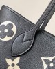 Louis Vuitton Neverfull MM Bag Black / Beige with Gold Hardware