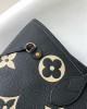 Louis Vuitton Neverfull MM Bag Black / Beige with Gold Hardware