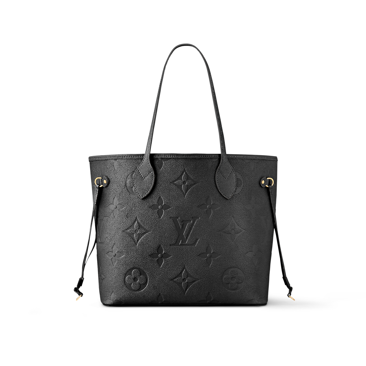 Louis Vuitton Neverfull MM Bag Black with Gold Hardware