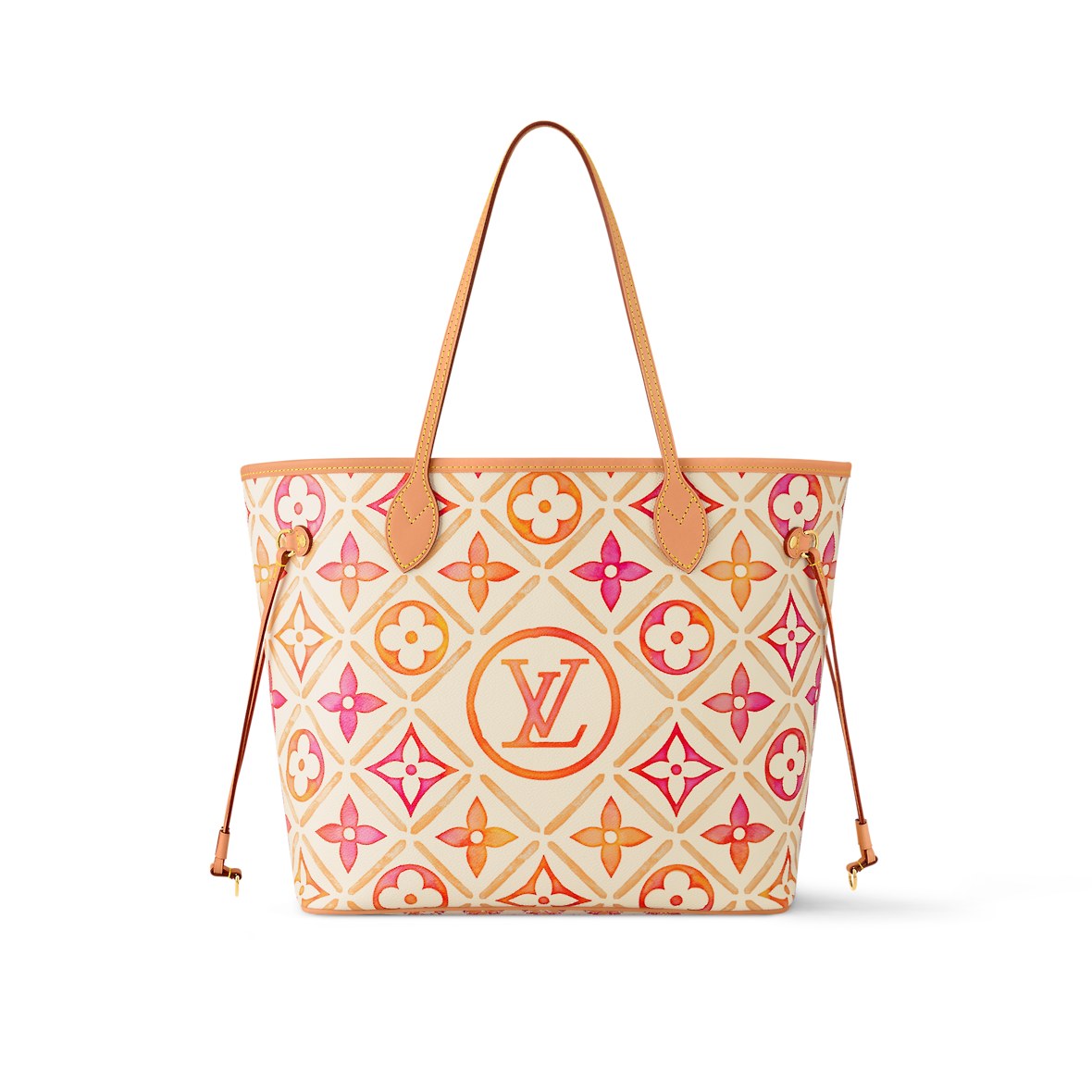 Louis Vuitton Neverfull MM Bag Monogram Coral with Gold Hardware