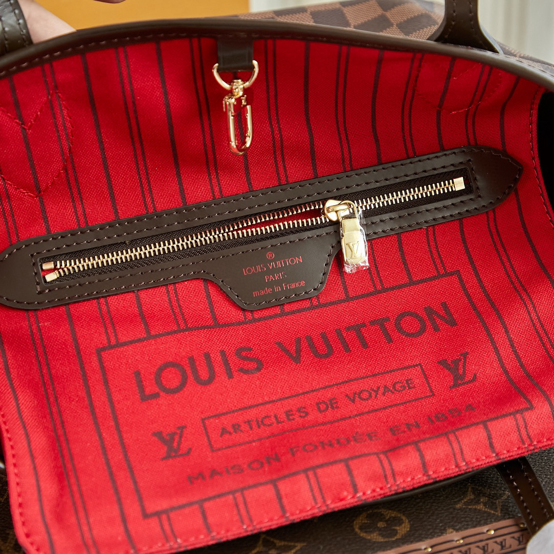 Louis Vuitton Neverfull PM Bag Damier Ebene with Gold Hardware