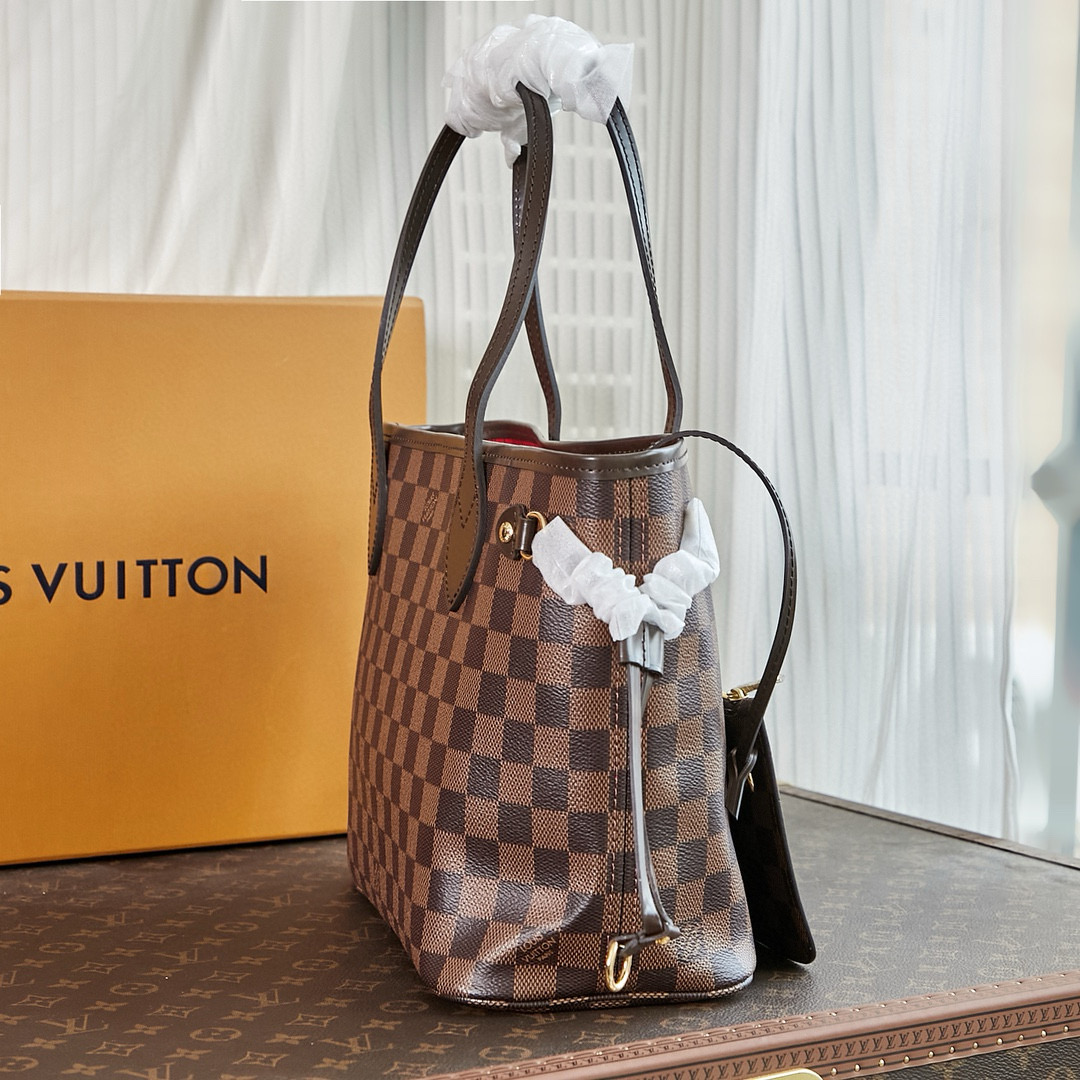 Louis Vuitton Neverfull PM Bag Damier Ebene with Gold Hardware