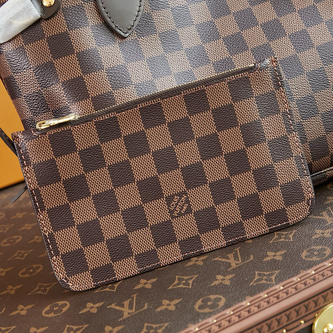 Louis Vuitton Neverfull PM Bag Damier Ebene with Gold Hardware