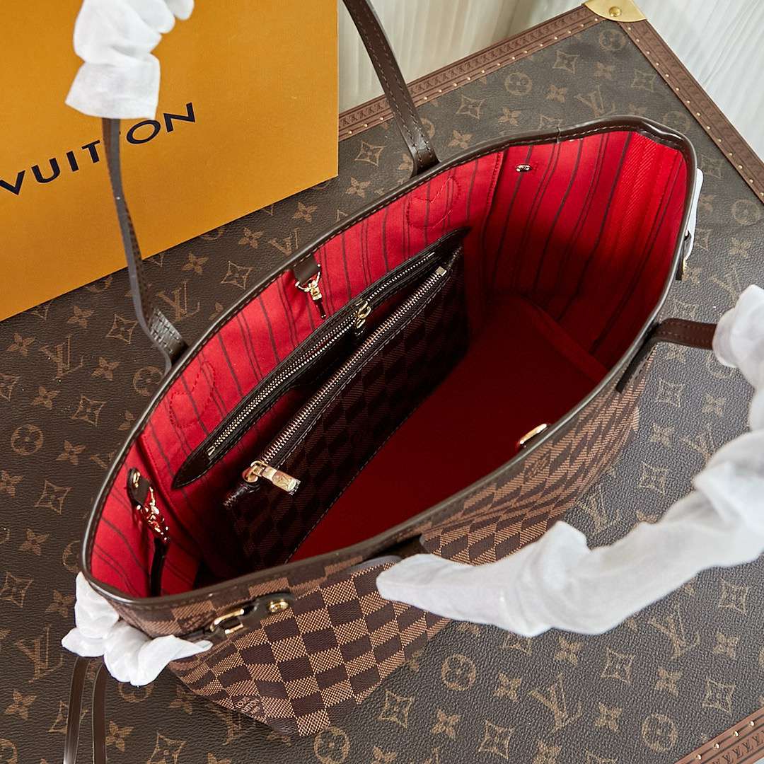 Louis Vuitton Neverfull PM Bag Damier Ebene with Gold Hardware