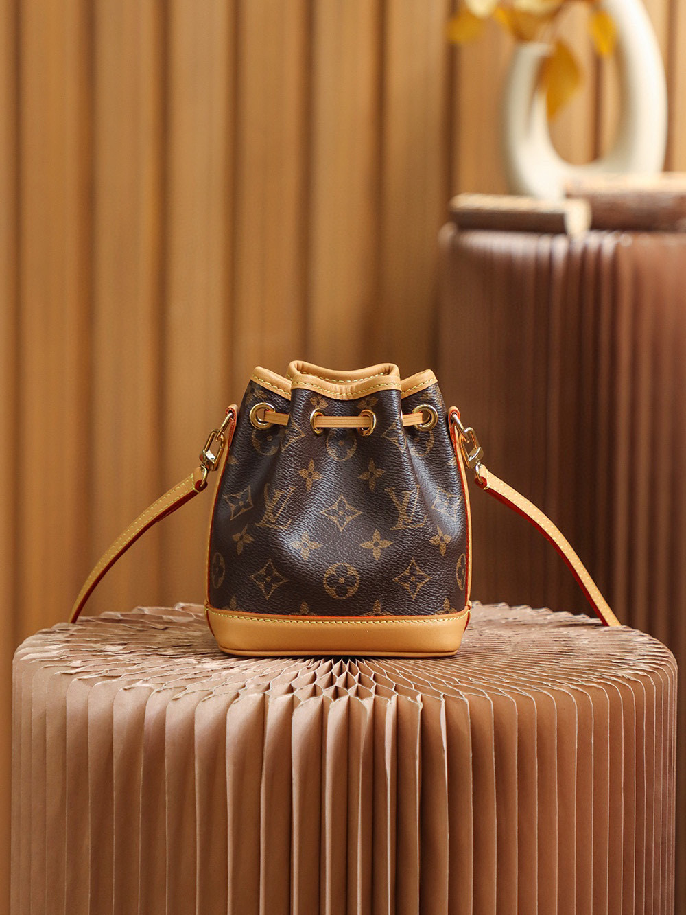 Louis Vuitton Nano Noé Bag Monogram with Gold Hardware