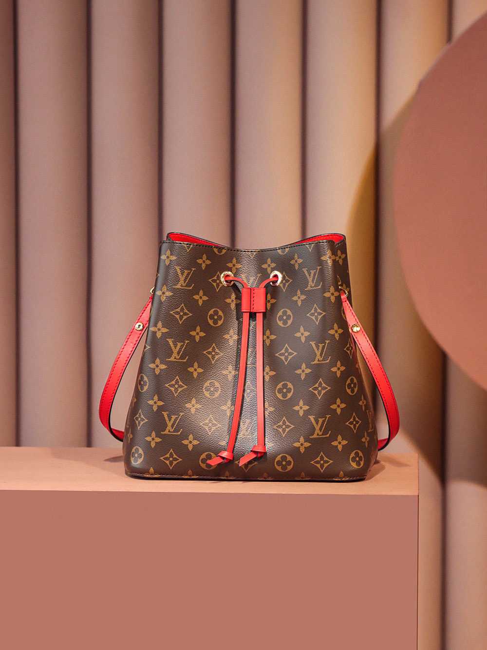 Louis Vuitton NéoNoé MM Bag Monogram Red with Gold Hardware