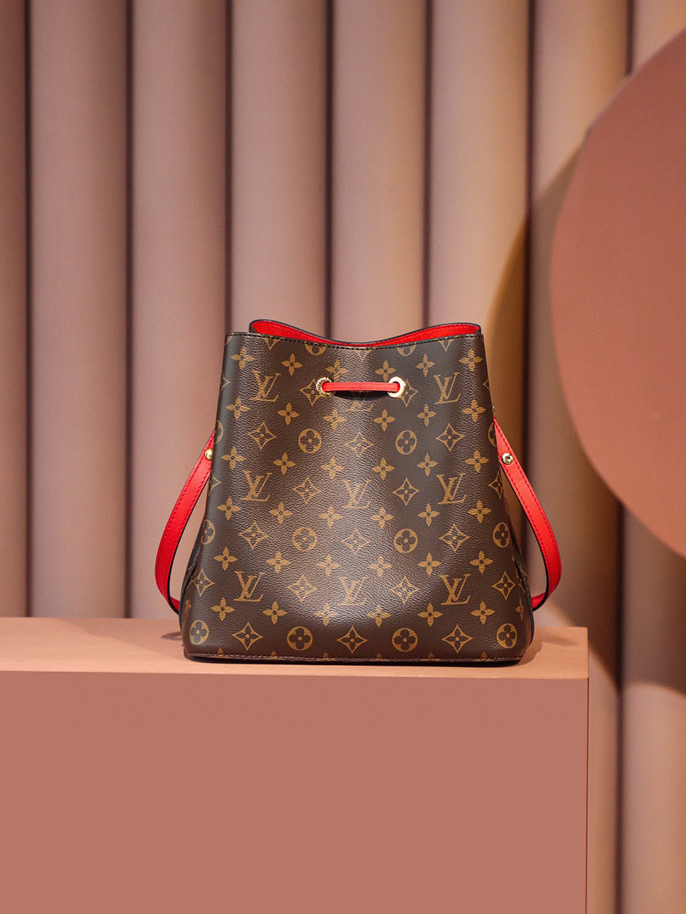 Louis Vuitton NéoNoé MM Bag Monogram Red with Gold Hardware