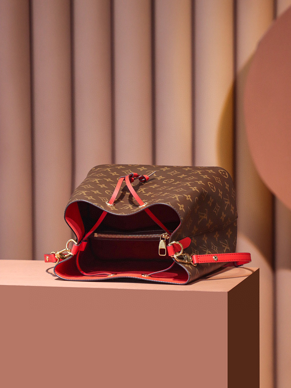 Louis Vuitton NéoNoé MM Bag Monogram Red with Gold Hardware