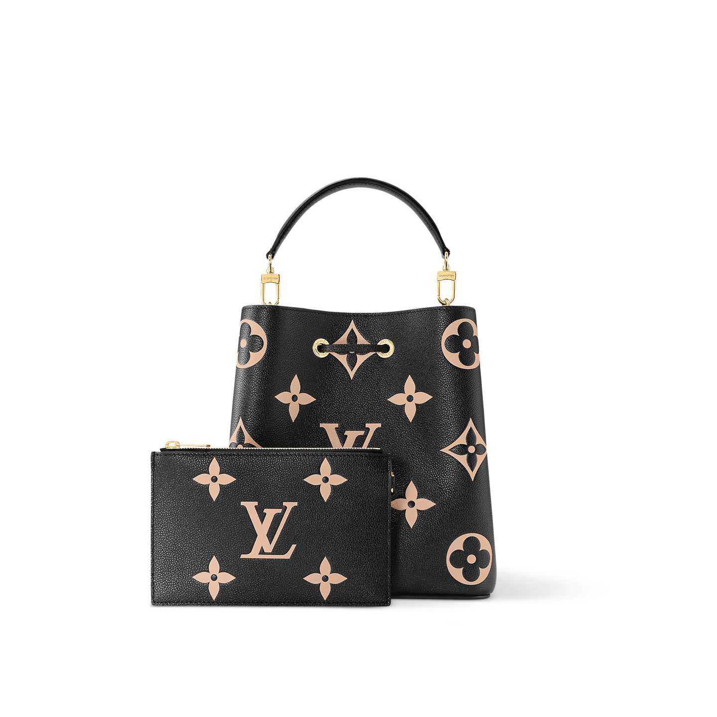 Louis Vuitton NéoNoé MM Bag Black/Beige with Gold Hardware