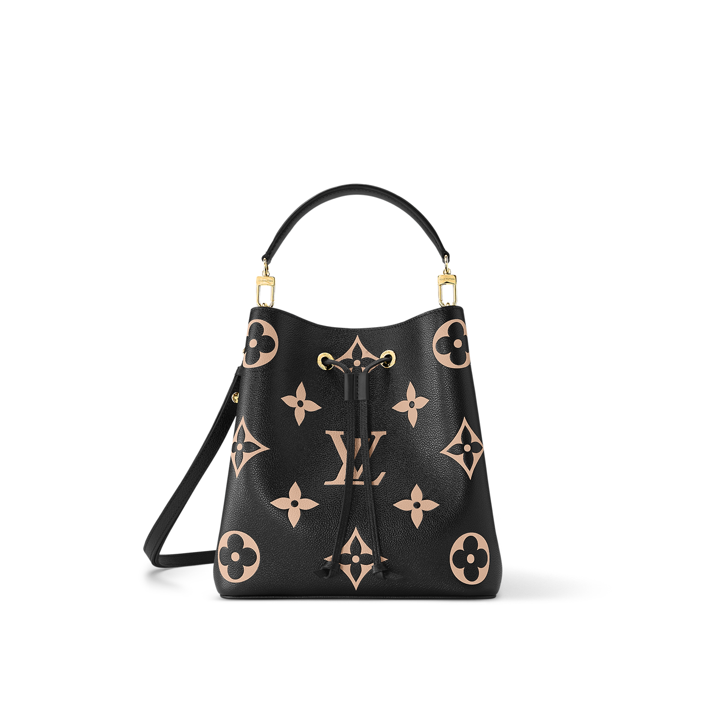 Louis Vuitton NéoNoé MM Bag Black/Beige with Gold Hardware