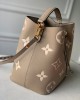 Louis Vuitton NéoNoé MM Bag Cream/Tourterelle Gray with Gold Hardware