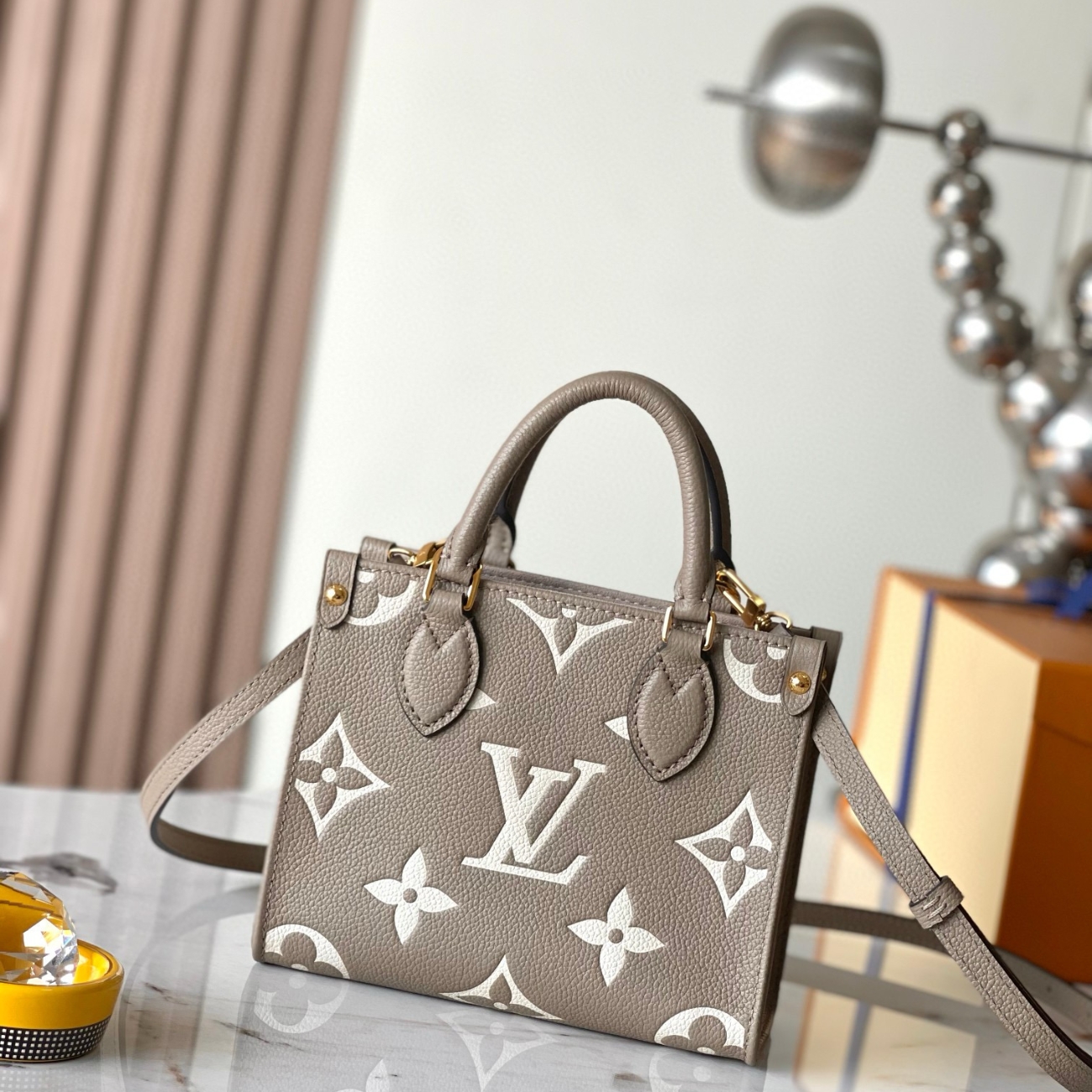 Louis Vuitton OnTheGo BB Bag Dove Gray/Cream with Gold Hardware