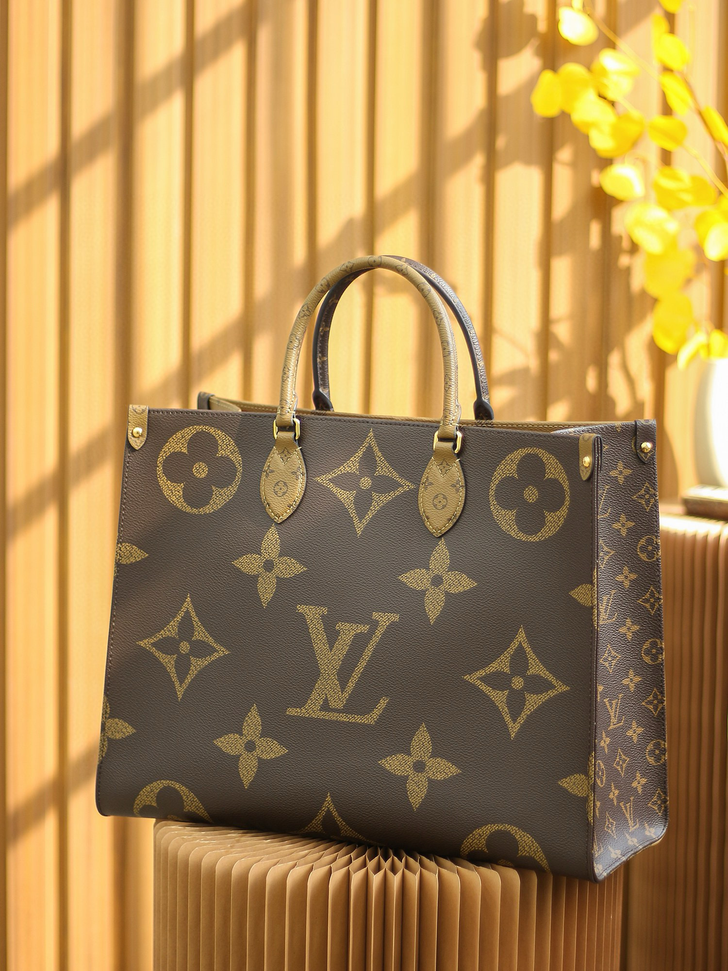 Louis Vuitton OnTheGo GM Bag Monogram and Monogram Reverse with Gold Hardware