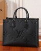 Louis Vuitton OnTheGo MM Bag Black with Gold Hardware