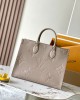 Louis Vuitton OnTheGo MM Bag Tourterelle Beige with Gold Hardware