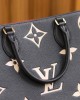 Louis Vuitton OnTheGo MM Bag Black/Beige with Gold Hardware