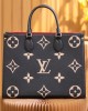 Louis Vuitton OnTheGo MM Bag Black/Beige with Gold Hardware