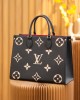 Louis Vuitton OnTheGo MM Bag Black/Beige with Gold Hardware