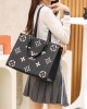 Louis Vuitton OnTheGo MM Bag Black/Beige with Gold Hardware