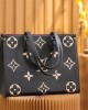 Louis Vuitton OnTheGo MM Bag Black/Beige with Gold Hardware