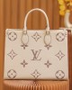 Louis Vuitton OnTheGo MM Bag Creme/Rose Pink with Gold Hardware