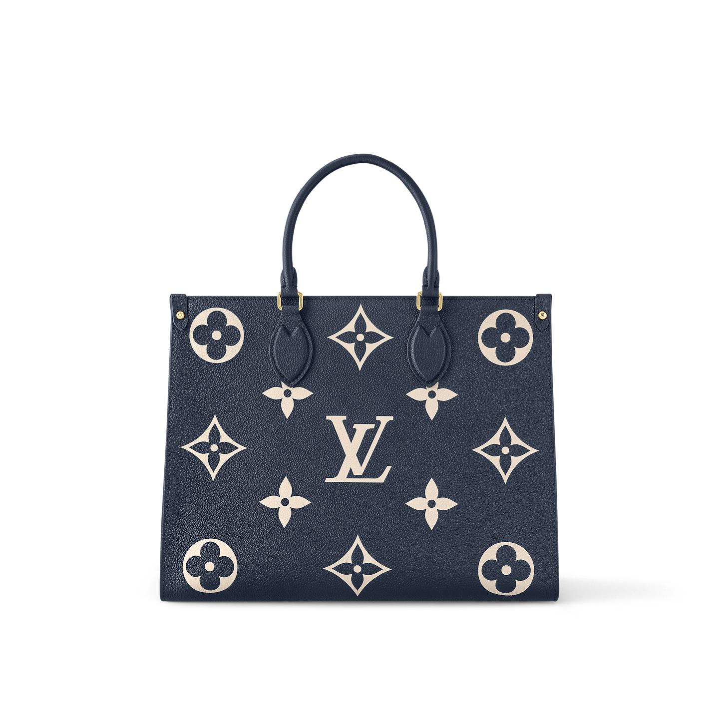 Louis Vuitton OnTheGo MM Bag Navy Blue/Cream with Gold Hardware