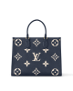 Louis Vuitton OnTheGo MM Bag Navy Blue/Cream with Gold Hardware