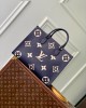 Louis Vuitton OnTheGo MM Bag Navy Blue/Cream with Gold Hardware