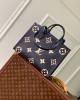 Louis Vuitton OnTheGo MM Bag Navy Blue/Cream with Gold Hardware