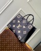 Louis Vuitton OnTheGo MM Bag Navy Blue/Cream with Gold Hardware