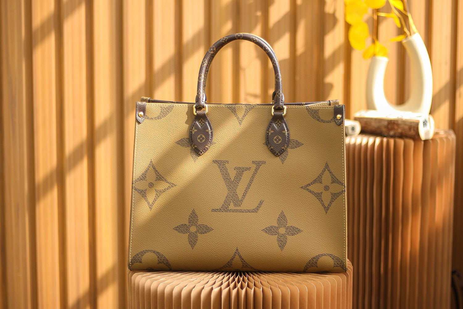 Louis Vuitton OnTheGo MM Bag Monogram and Monogram Reverse with Gold Hardware