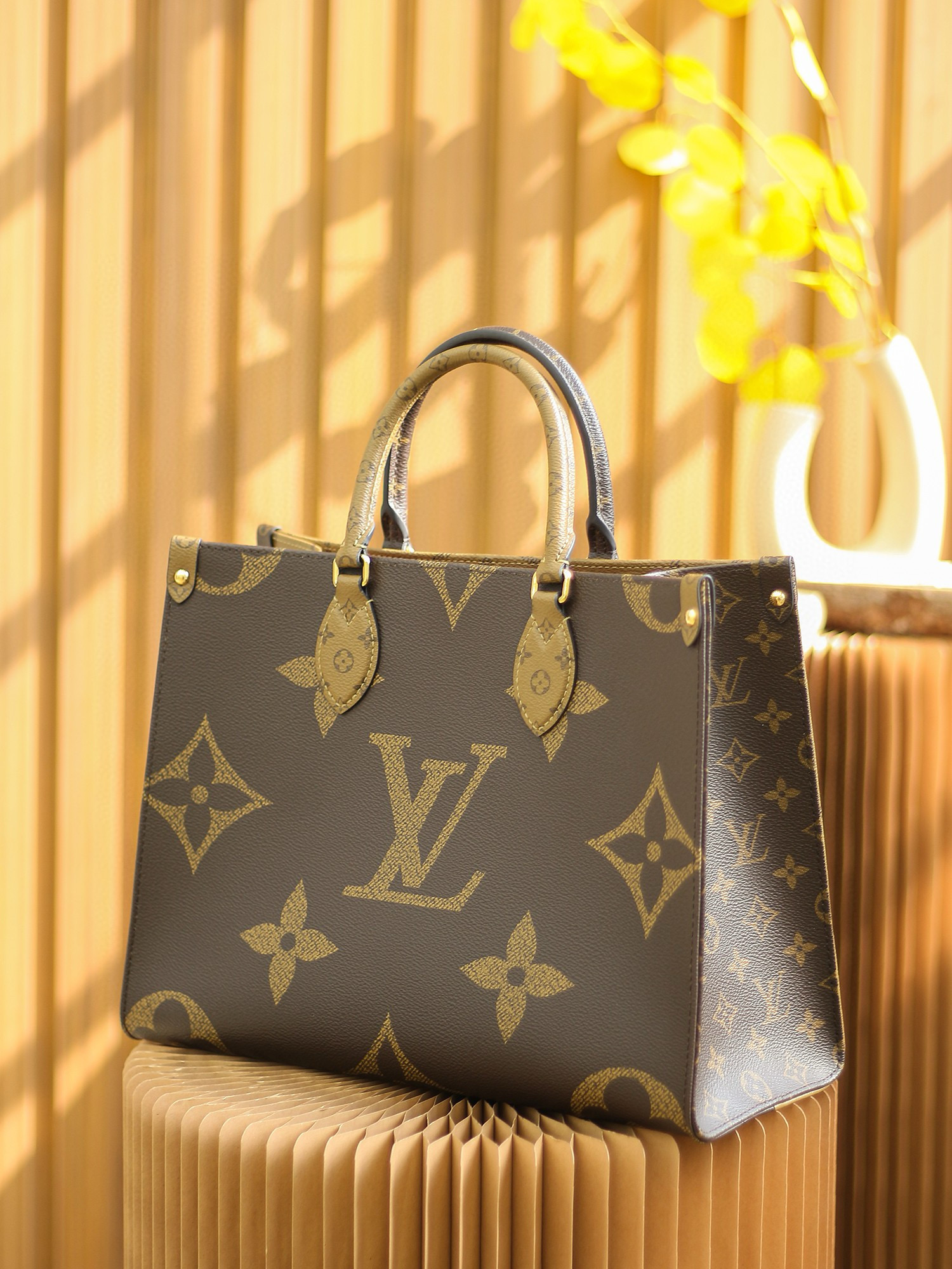 Louis Vuitton OnTheGo MM Bag Monogram and Monogram Reverse with Gold Hardware