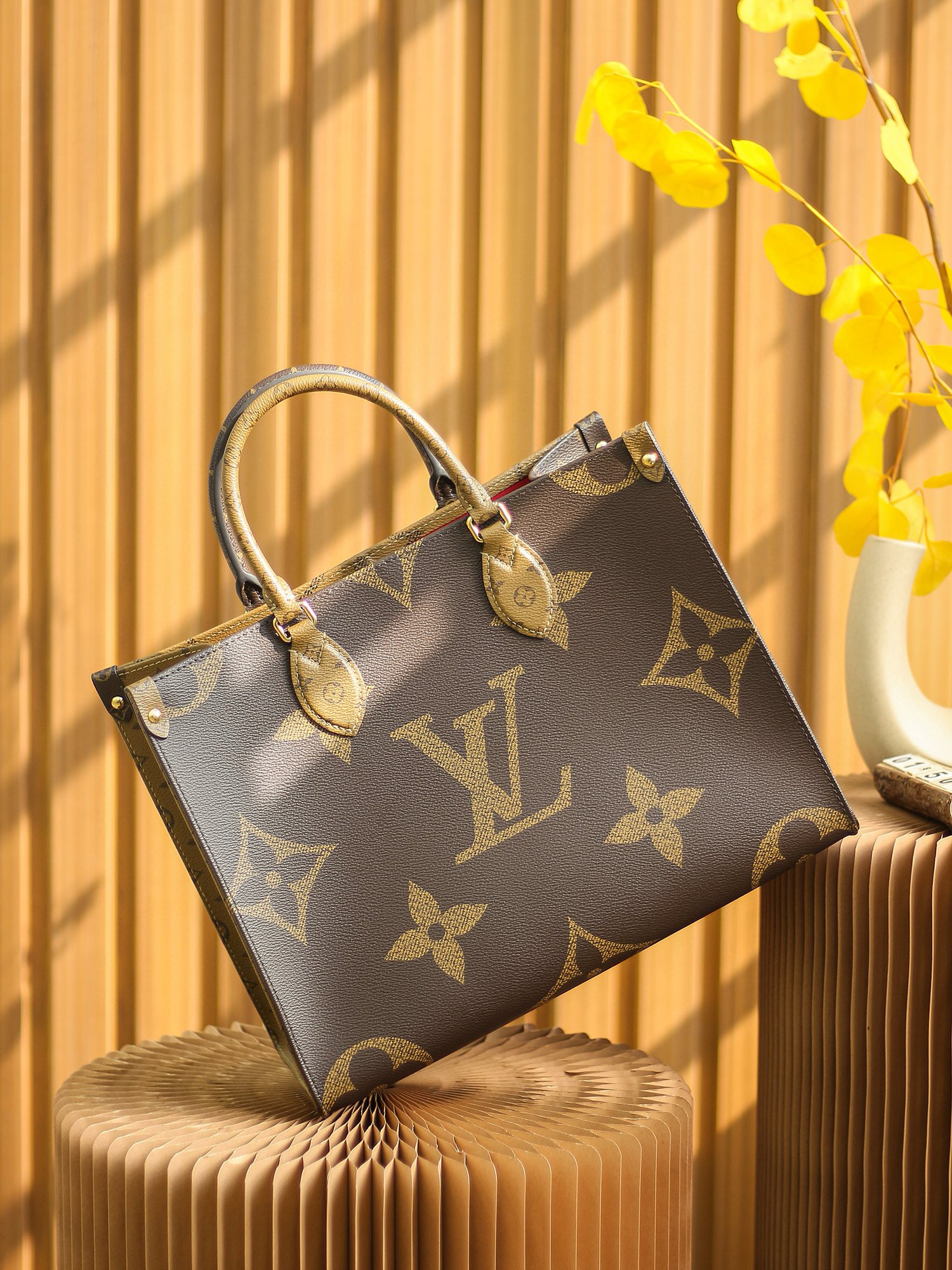 Louis Vuitton OnTheGo MM Bag Monogram and Monogram Reverse with Gold Hardware