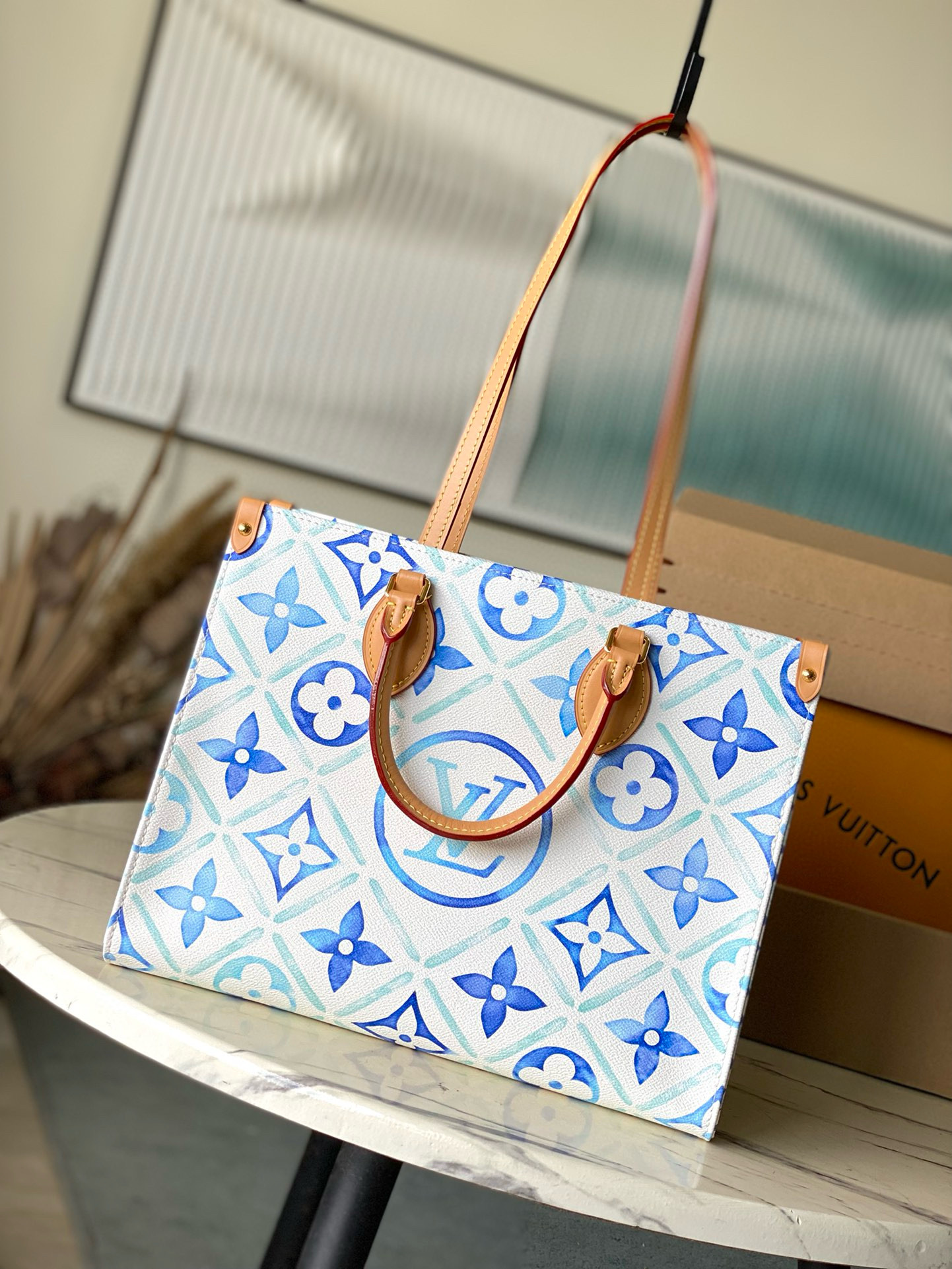 Louis Vuitton OnTheGo MM Bag Lagoon Blue with Gold Hardware