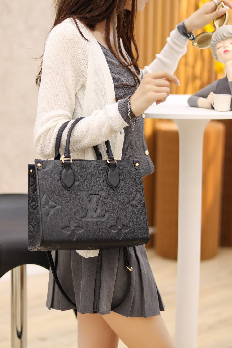 Louis Vuitton OnTheGo PM Bag Black with Gold Hardware