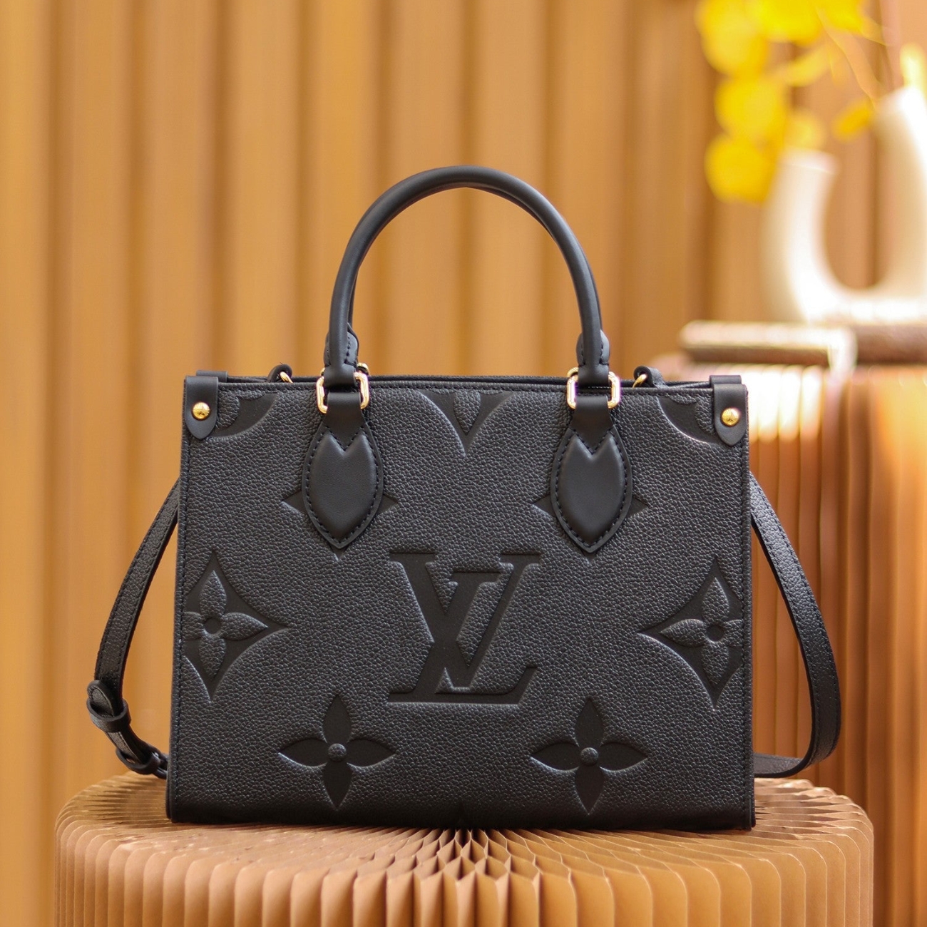 Louis Vuitton OnTheGo PM Bag Black with Gold Hardware