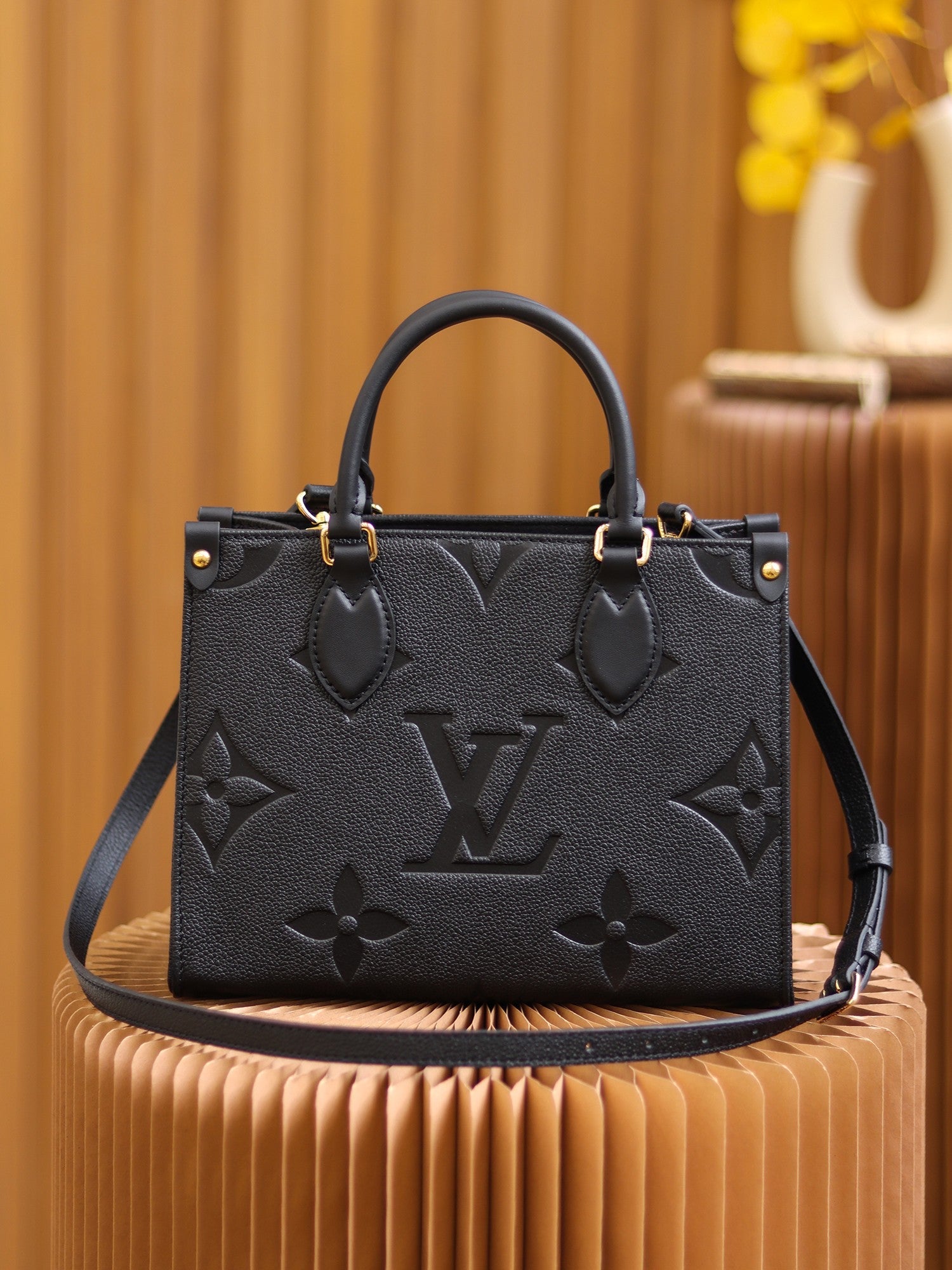 Louis Vuitton OnTheGo PM Bag Black with Gold Hardware