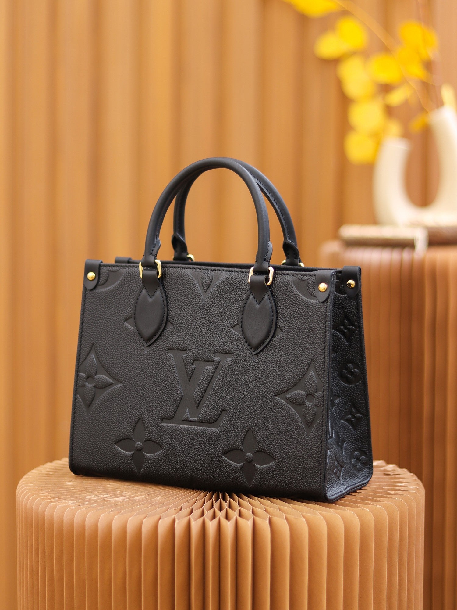 Louis Vuitton OnTheGo PM Bag Black with Gold Hardware