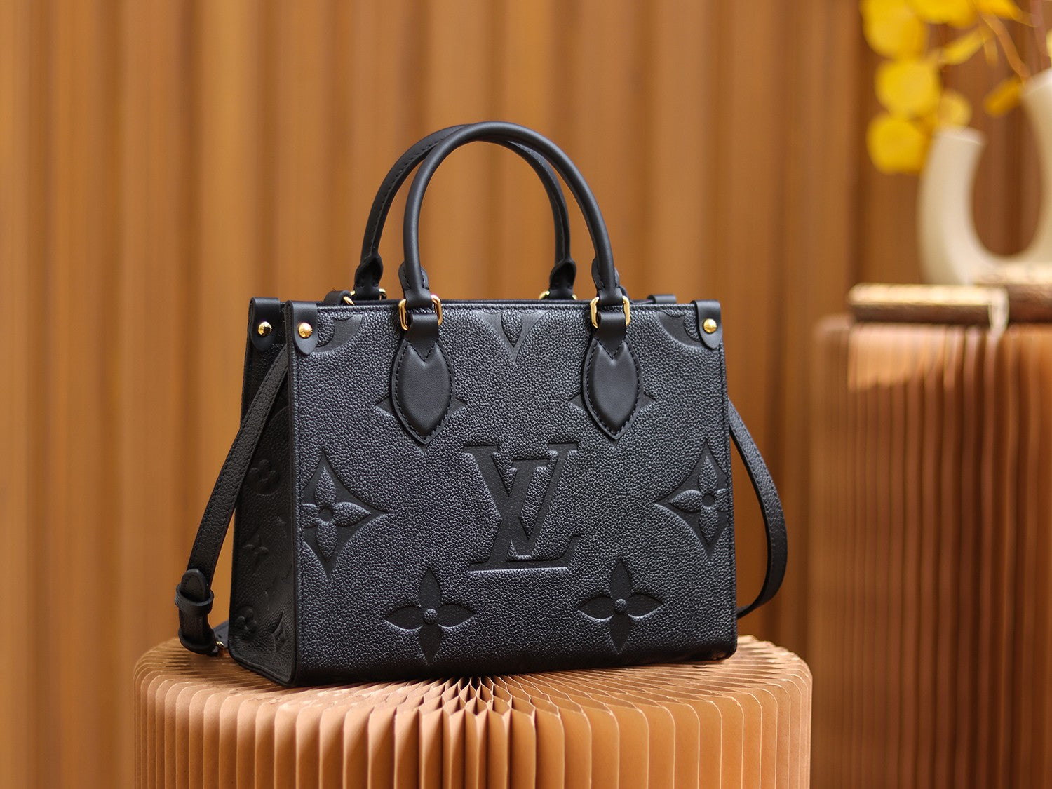 Louis Vuitton OnTheGo PM Bag Black with Gold Hardware