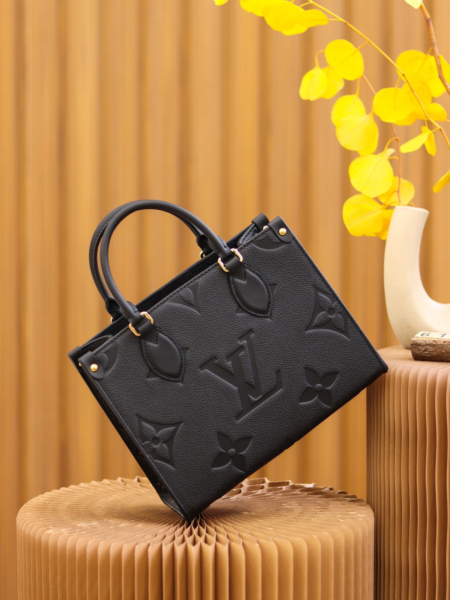 Louis Vuitton OnTheGo PM Bag Black with Gold Hardware