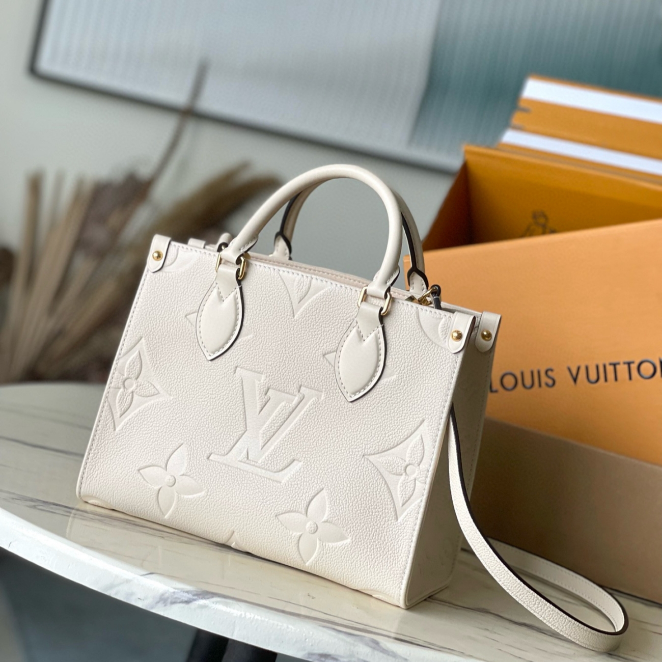 Louis Vuitton OnTheGo PM Bag Cream with Gold Hardware