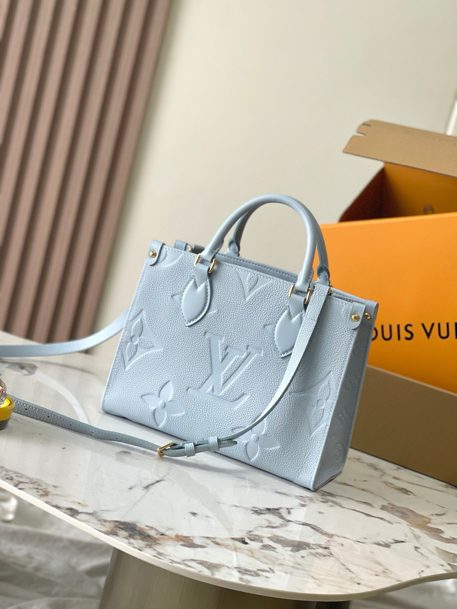 Louis Vuitton OnTheGo PM Bag Blue with Gold Hardware