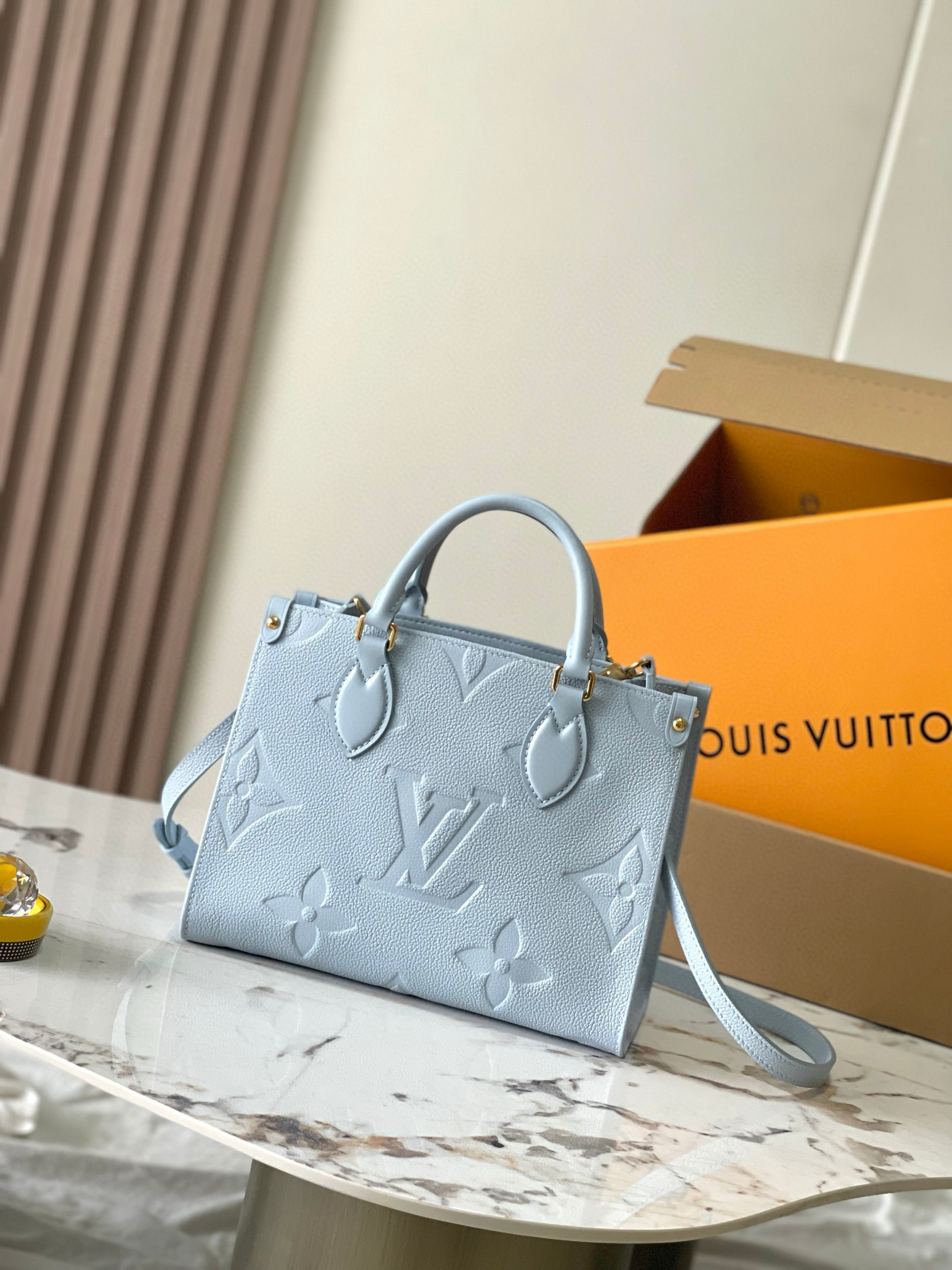 Louis Vuitton OnTheGo PM Bag Blue with Gold Hardware