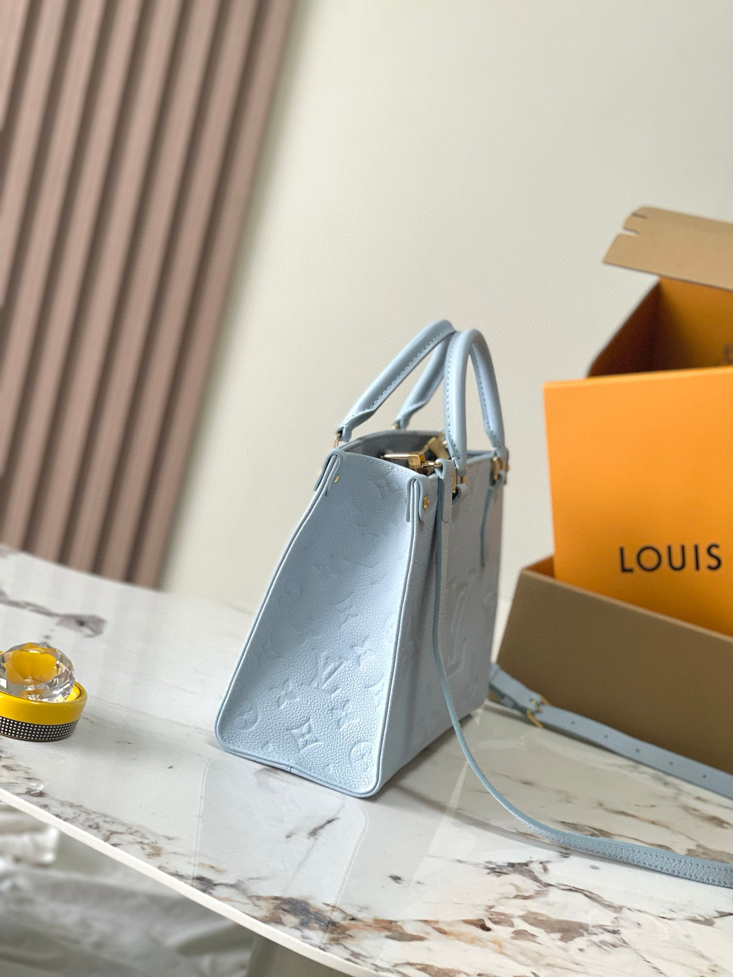 Louis Vuitton OnTheGo PM Bag Blue with Gold Hardware